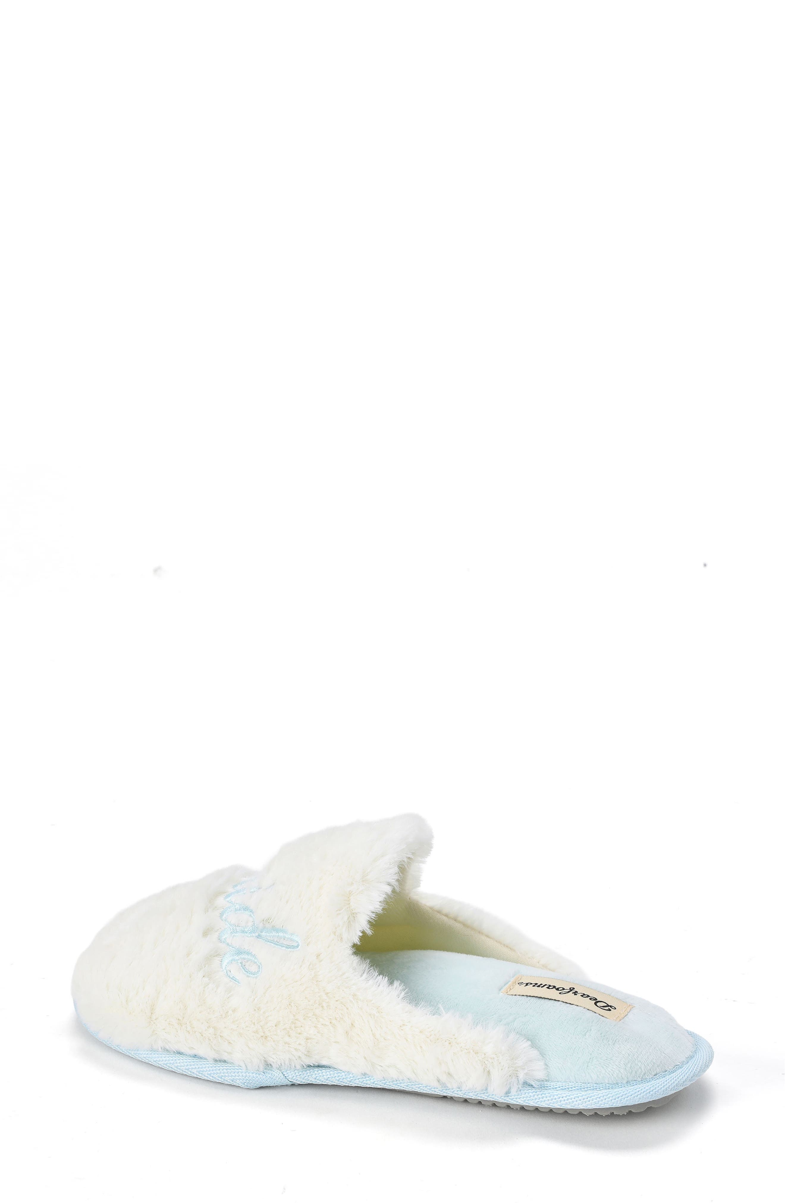 DEARFOAMS Bride Faux Fur Slipper, Alternate, color, Cream