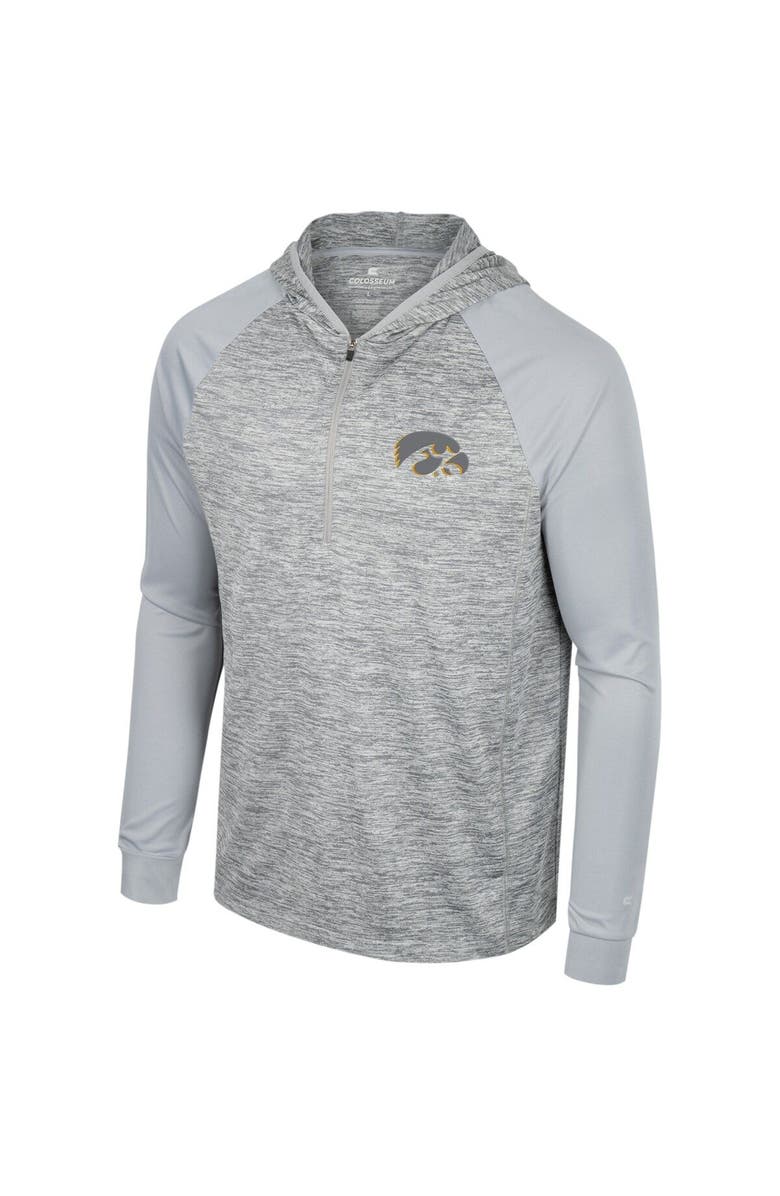 COLOSSEUM Men's Colosseum Gray Iowa Hawkeyes Cybernetic Raglan Quarter-Zip Hooded Top, Alternate, color, Gray