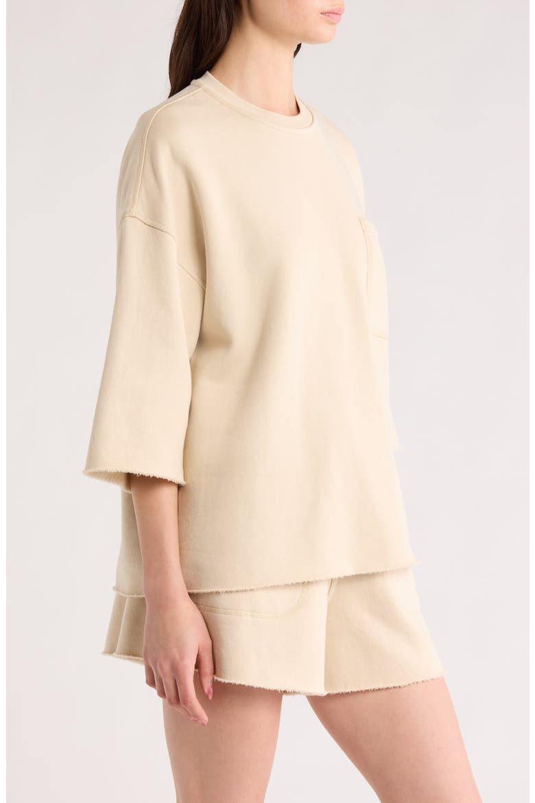 Silksweats™ Reversible Crop Pajama Top, Alternate, color, WALTZING SAND