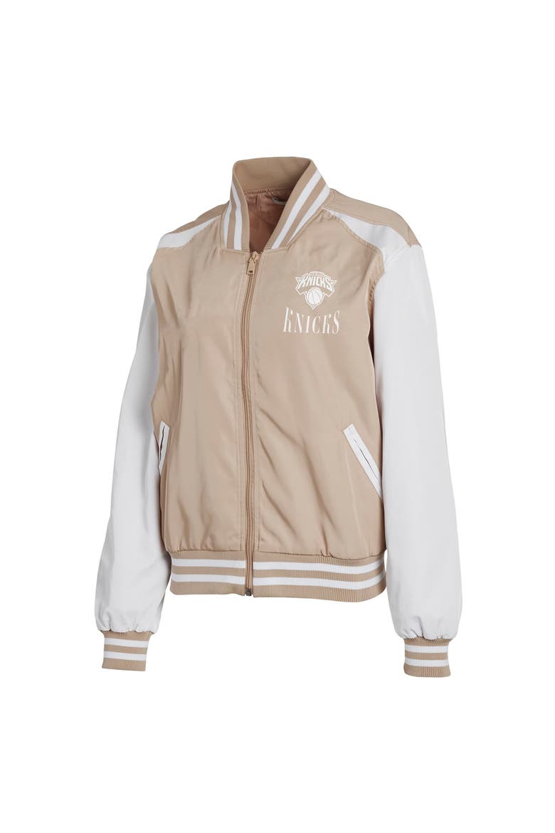 Women's WEAR by Erin Andrews  Tan New York Knicks Tonal Full-Zip Bomber Jacket, Alternate, color, Tan