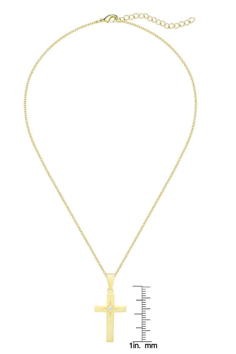 Kids' Cubic Zirconia Cross Pendant Necklace, Alternate, color, GOLD