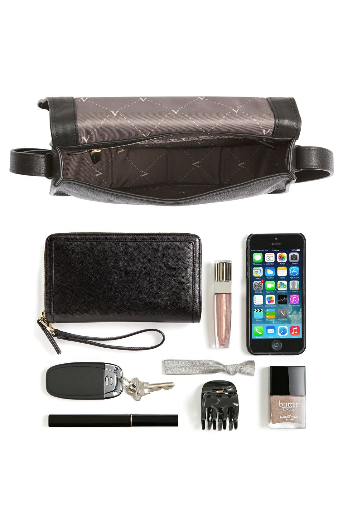 Vince Camuto 'Izzi' Tassel Leather & Suede Crossbody Bag, Alternate, color, 