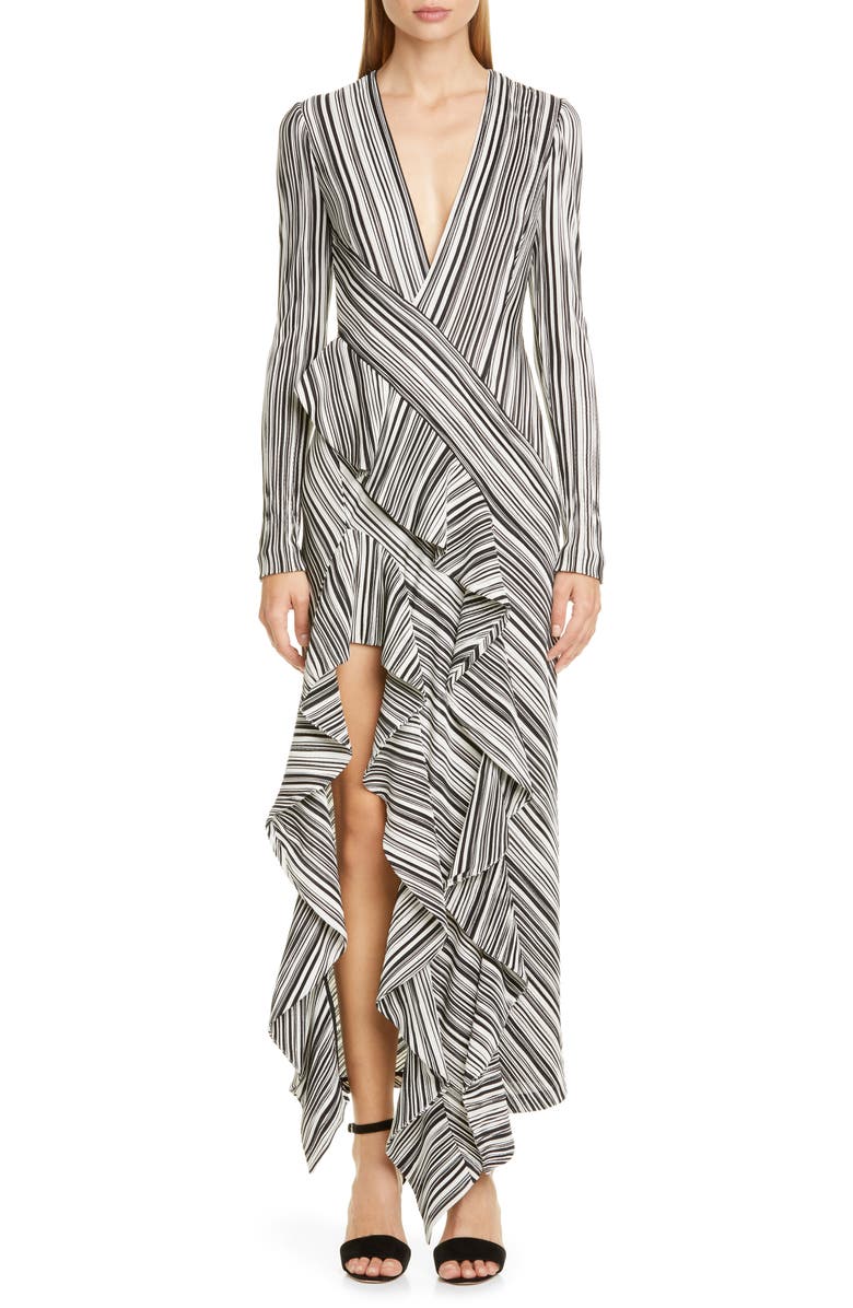 Galvan Taja Ruffle Long Sleeve Evening Dress, Main, color,