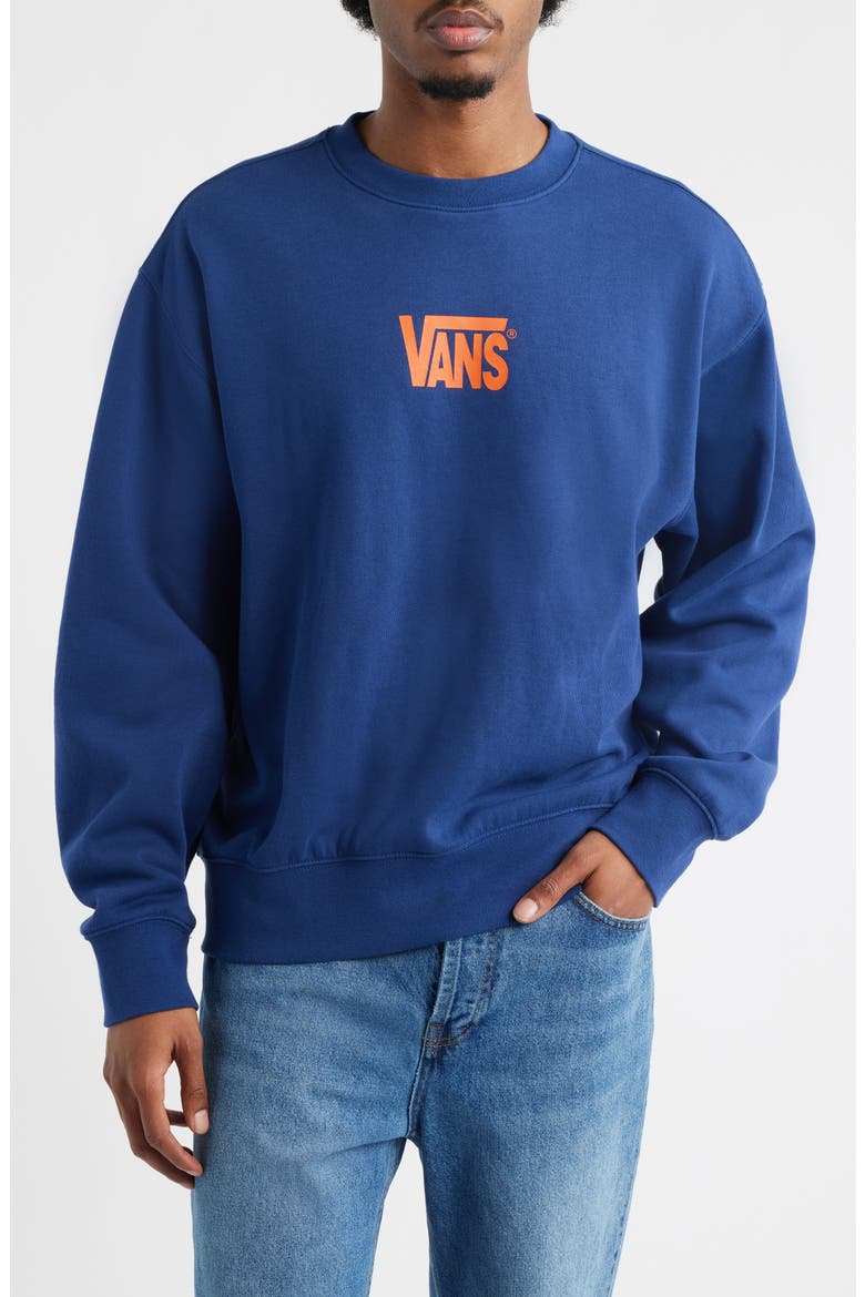 Logo Crewneck Sweatshirt, Main, color, DEEP INDIGO-FLAME