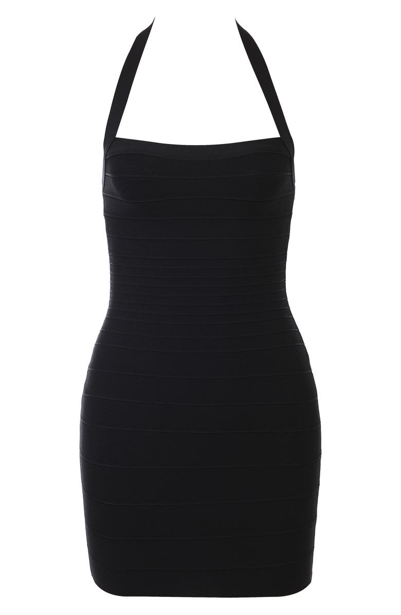HOUSE OF CB The Silhouette Halter Neck Bandage Minidress, Alternate, color, Black