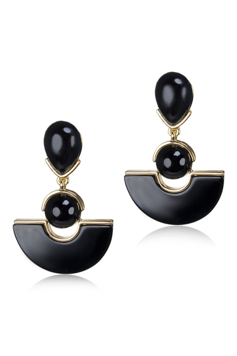 Onyx and Gold Bobby Drop Earrings, Main, color, BLACK/ GOLD