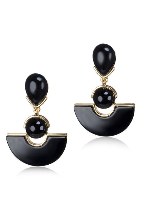 Onyx and Gold Bobby Drop Earrings