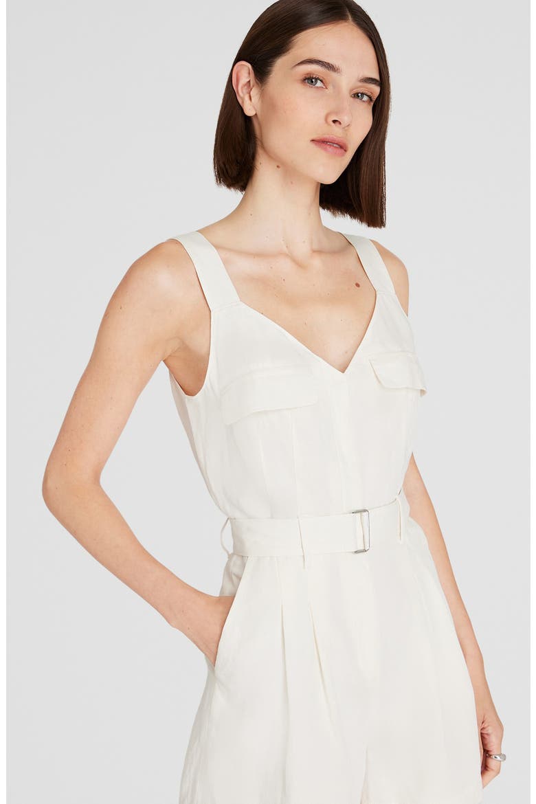 Linen Blend Cargo Romper, Alternate, color, EGRET