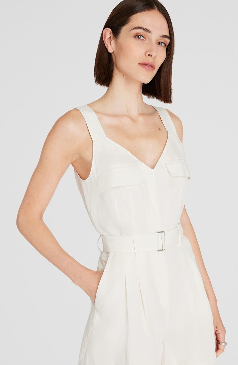 Club Monaco Linen Blend Cargo Romper, Alternate, color, Egret