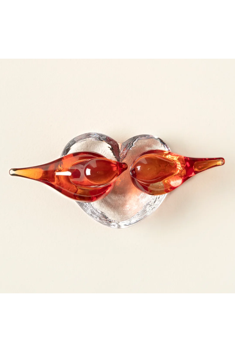 Lovebirds Glass Desktop Sculpture by Gather Glass, Alternate, color, Red-Orange