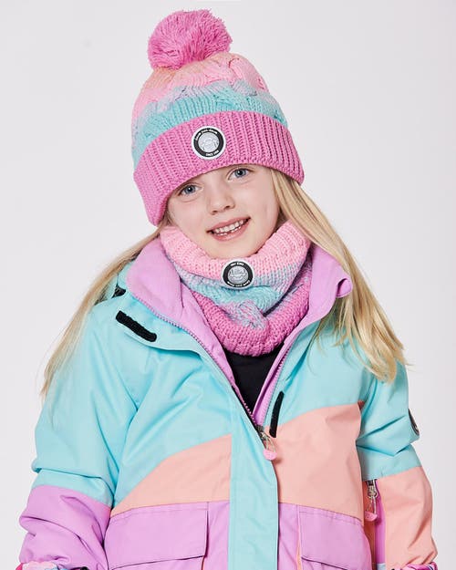 Deux Par Deux Lined Knit Pompom Hat In Multi