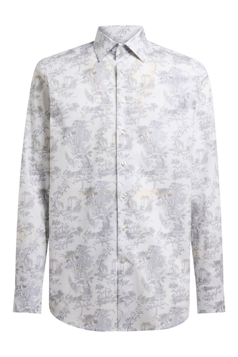 Roma Stretch Cotton Dress Shirt, Main, color, PRINT ON WHITE BASE