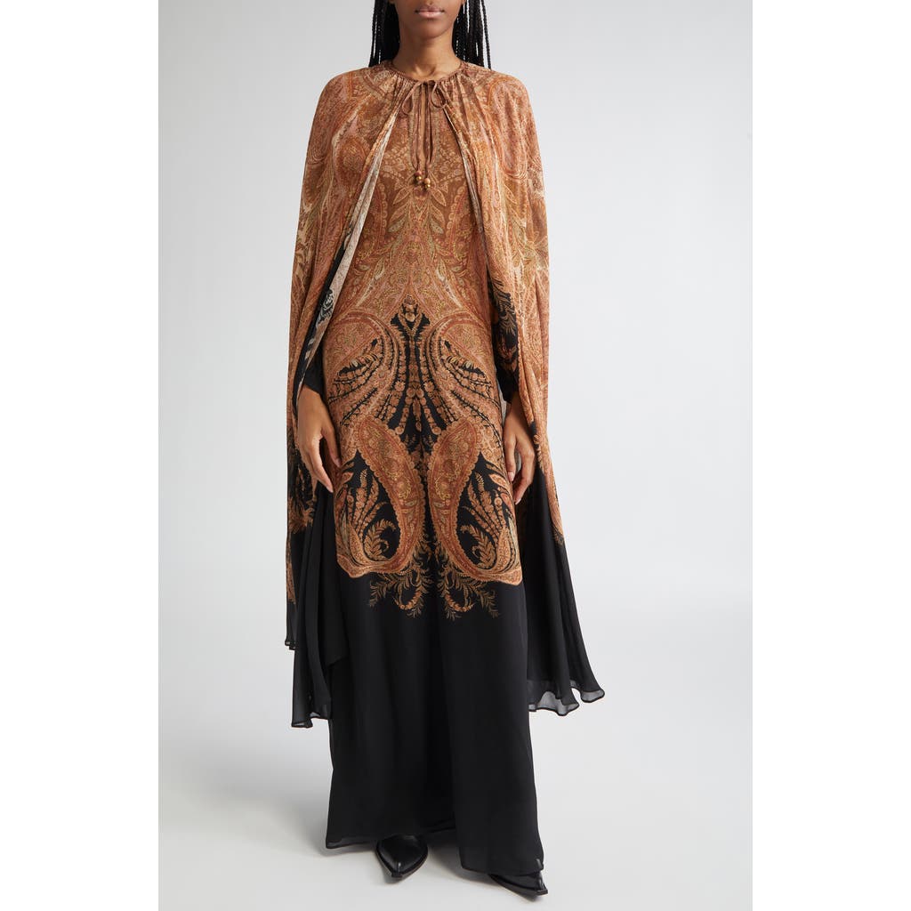 Zimmermann Womens Black Paisley Hypnotic Caped Woven Maxi Dress Xs In Brown
