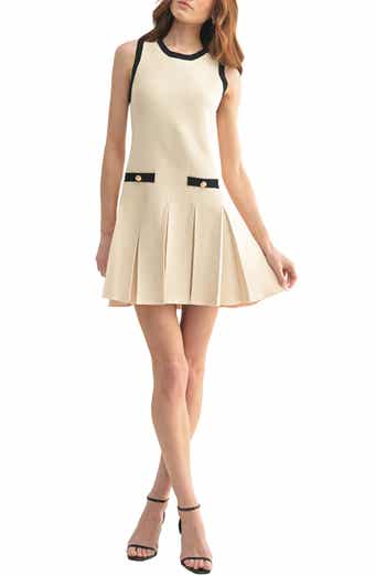 Mila Mae Pleated Sleeveless Mini Sweater Dress
