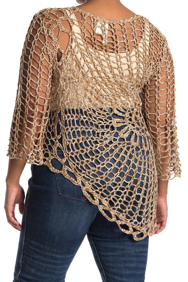 Open Weave Crochet Sweater, Alternate, color, MOCHA