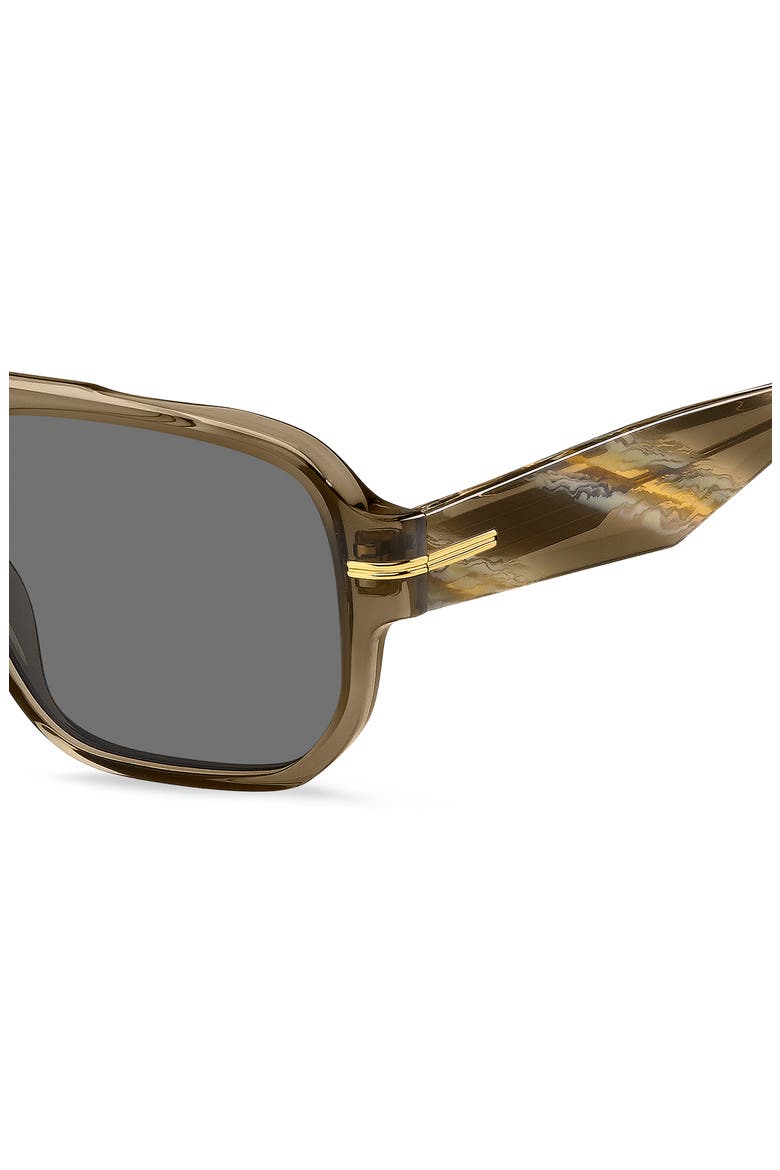 57mm Rectangular Sunglasses, Alternate, color, BROWN/ GREY AR