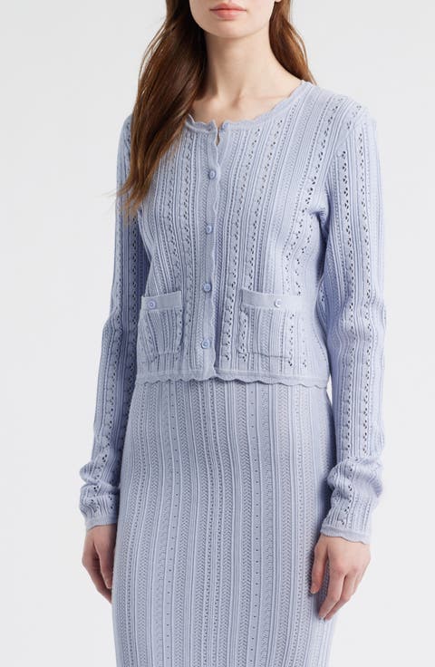 Peridot Pointelle Knit Cardigan