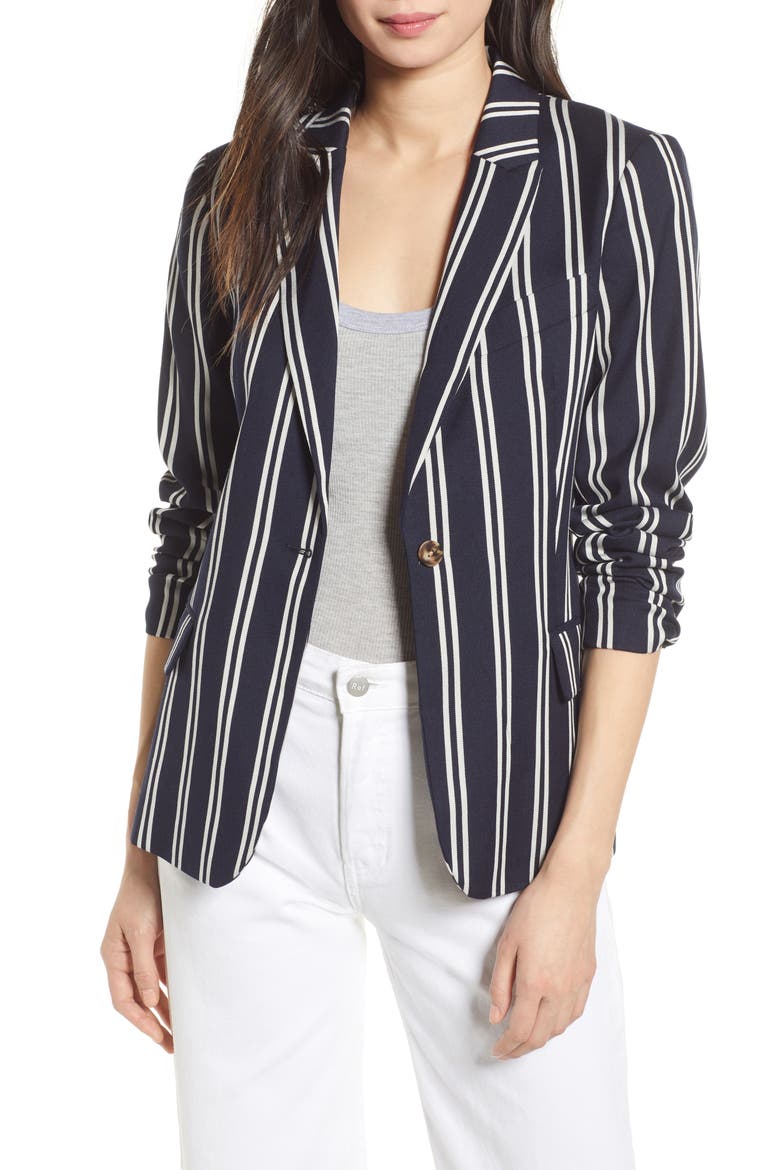 Classic Stripe Tailored Blazer, Main, color, COMBO R