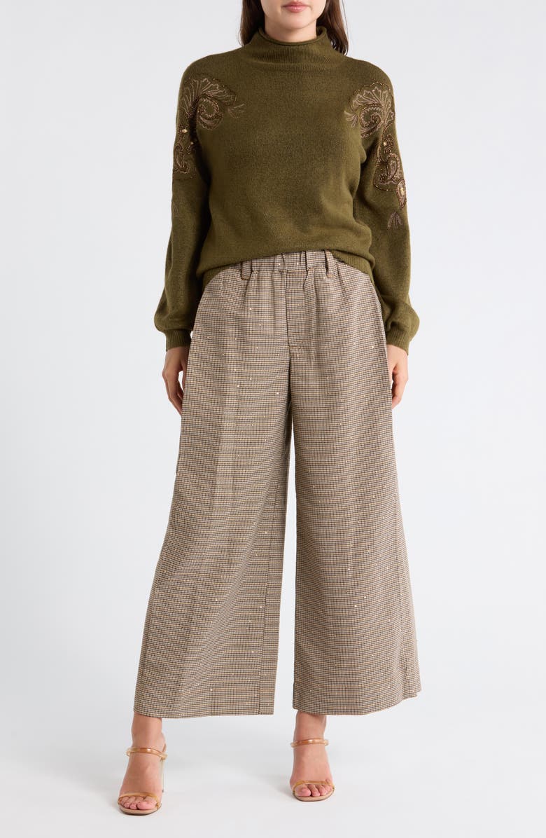 Democracy Sky Rise Wide Leg Pull-On Pants, Main, color, Taupe Gold Multi