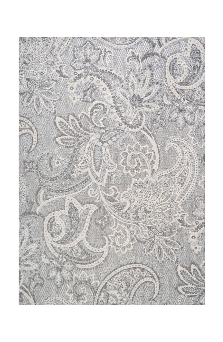 JONATHAN Y Gordes Paisley High-Low Light indoor/Outdoor Area Rug, Main, color, Light Gray/Ivory