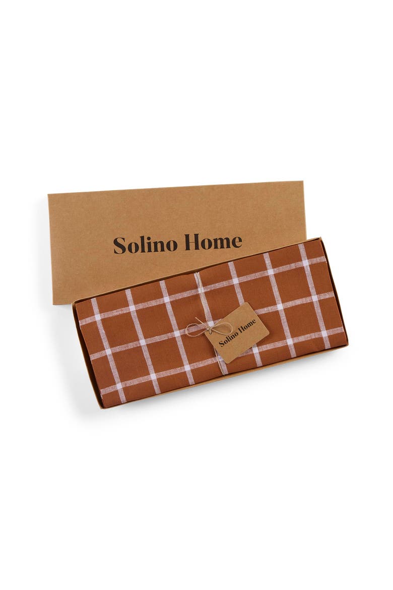 Linen Table Runner - Windowpane, Alternate, color, Cinnamon