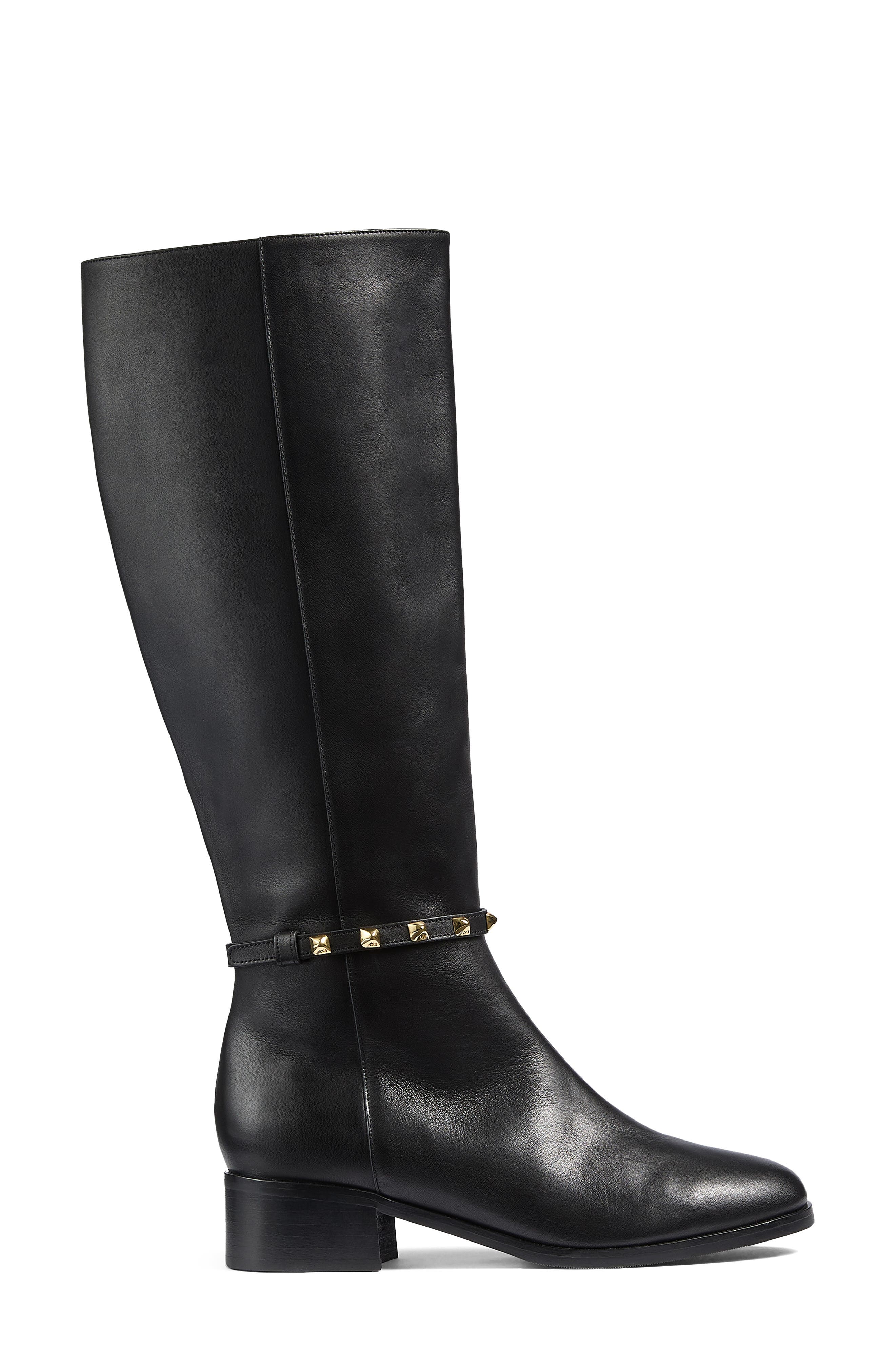 LK Bennett Stevie Stud Detail Knee High Boot, Alternate, color, Black