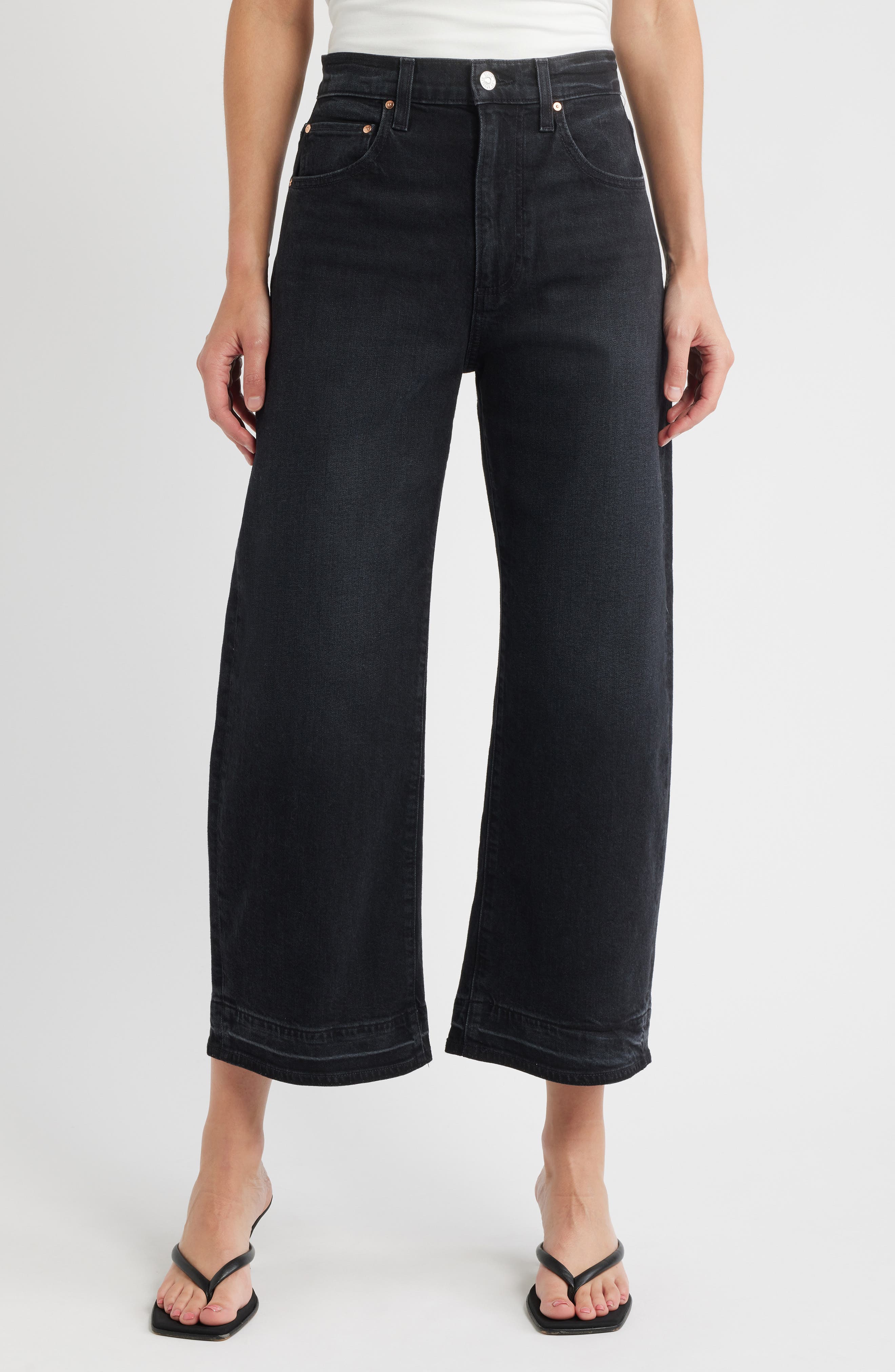 Arellia High Waist Release Hem Ankle Barrel Leg Jeans