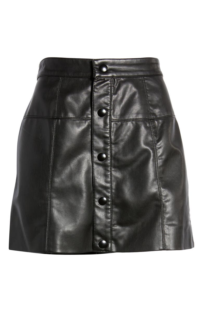 Free People Maisie Button Front Faux Leather Miniskirt, Alternate, color,