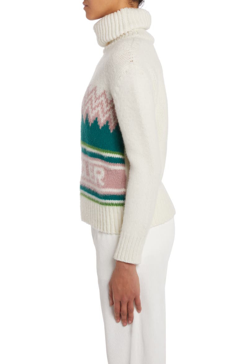 Festive Logo Intarsia Wool Turtleneck Sweater, Alternate, color, WHITE