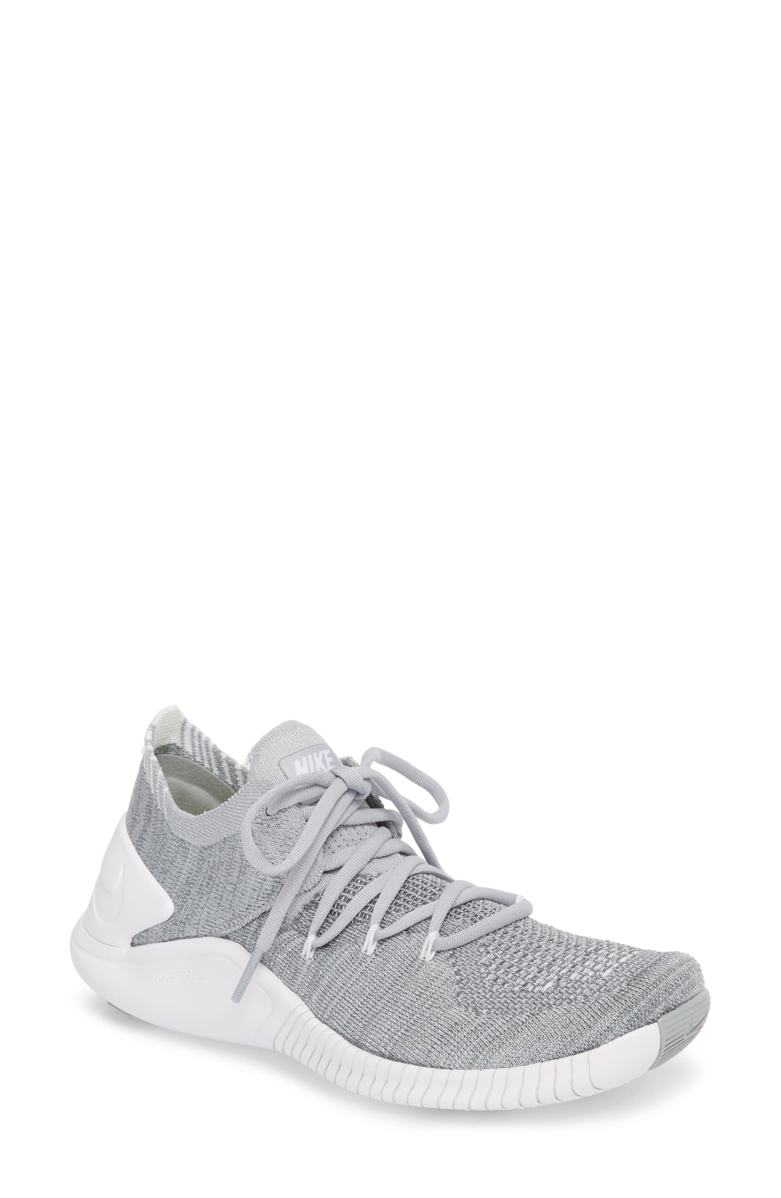 Free TR Flyknit 3 Training Shoe, Main, color, WOLF GREY/ WHITE
