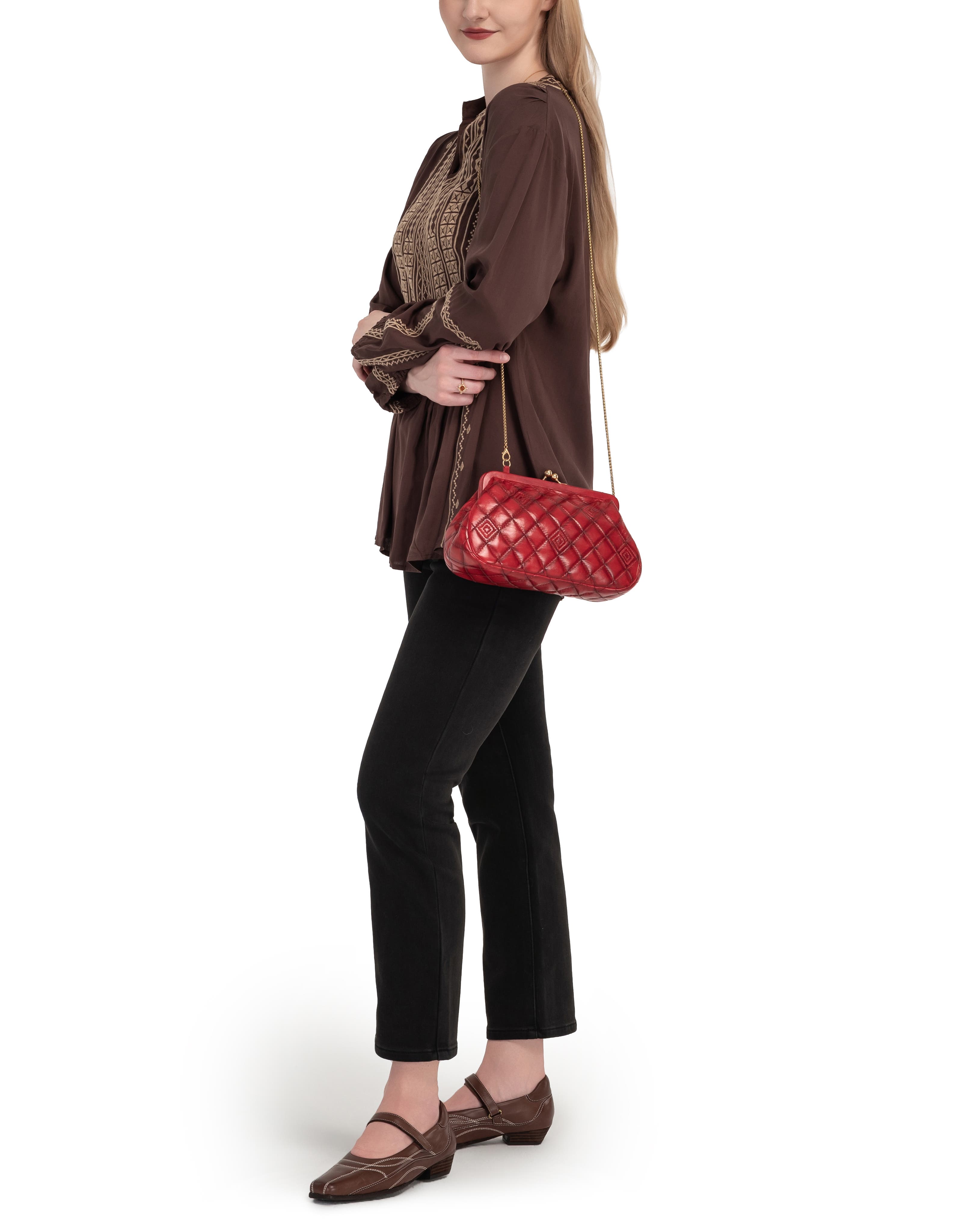 Petunia Small Quilted Leather Crossbody, Alternate, color, Red