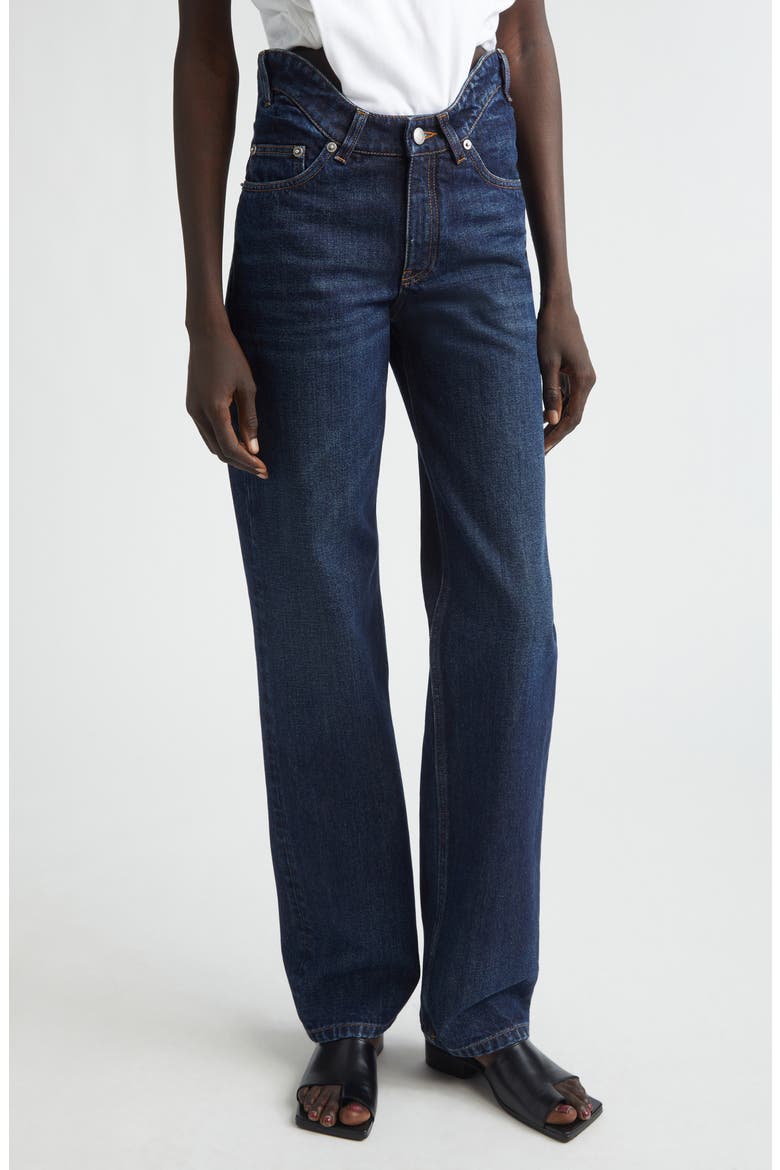 Curvy Waistband Straight Leg Jeans, Main, color, INDIGO