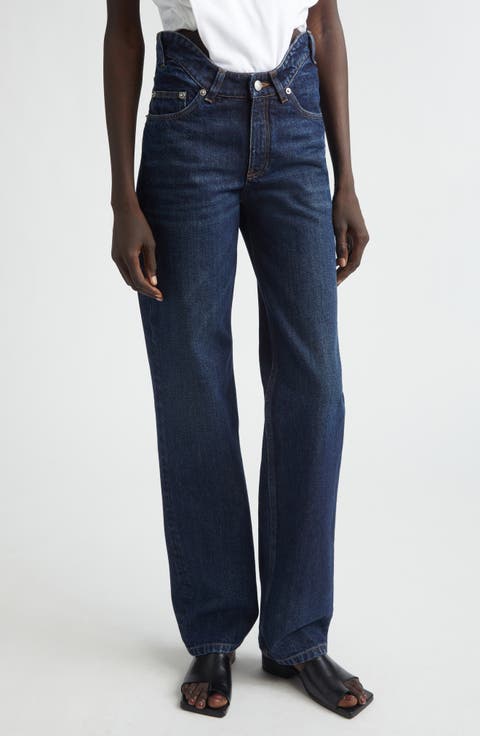 Curvy Waistband Straight Leg Jeans