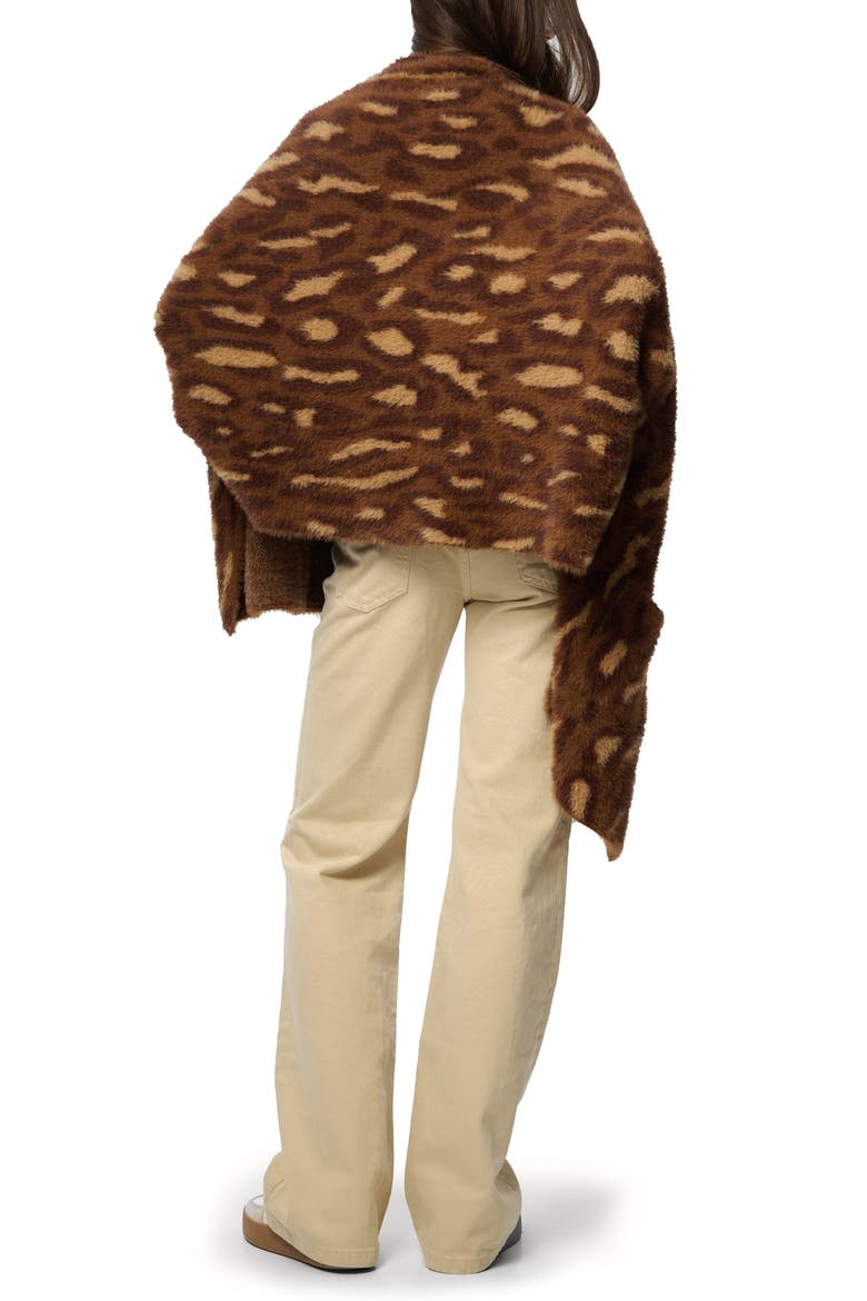 Leopard Knit Wrap Cardigan, Alternate, color, BROWN