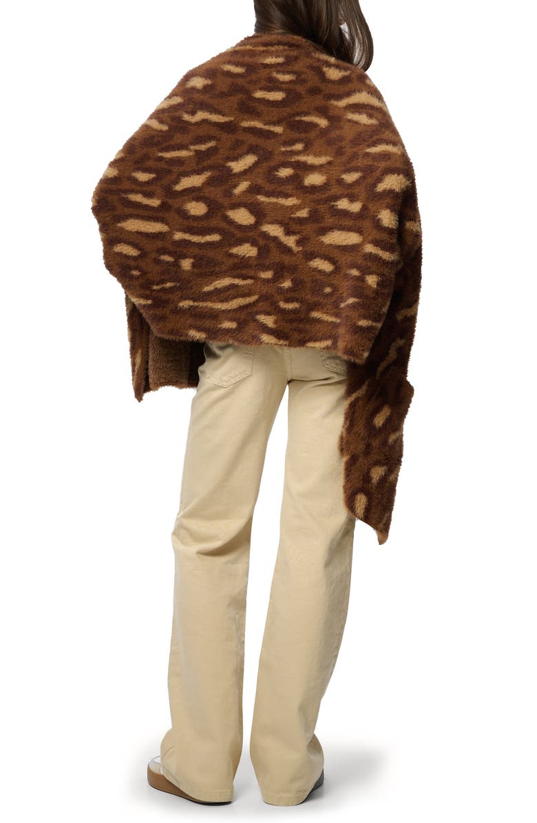 SAACHI Leopard Knit Wrap Cardigan, Alternate, color, Brown