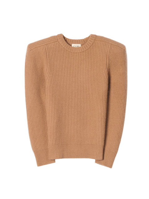 Sculpted-Shoulder Cashmere Sweater