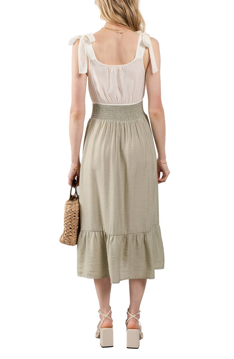 Blu Pepper Twofer Tie Strap Midi Dress, Alternate, color, Light Olive