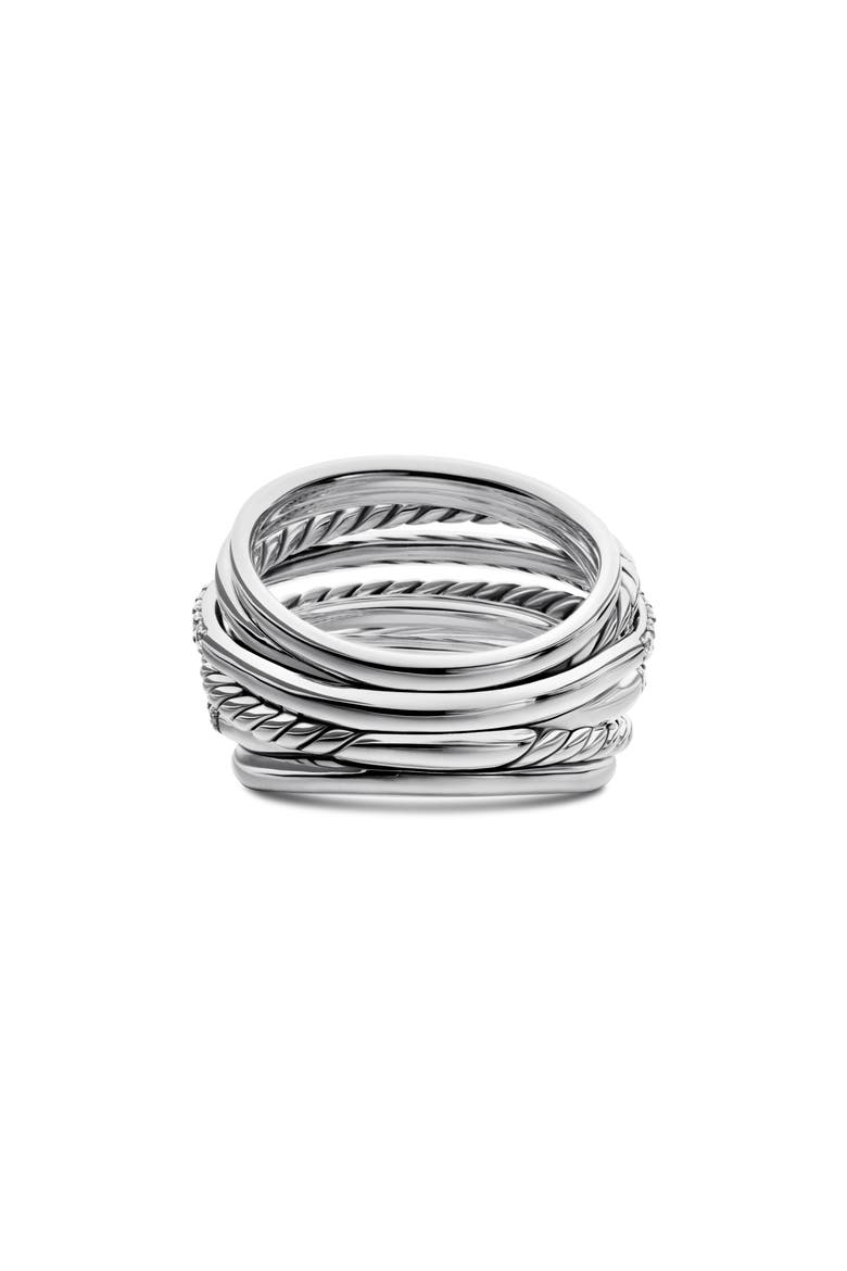 Crossover Dome Ring with Diamonds, Alternate, color, DIAMOND