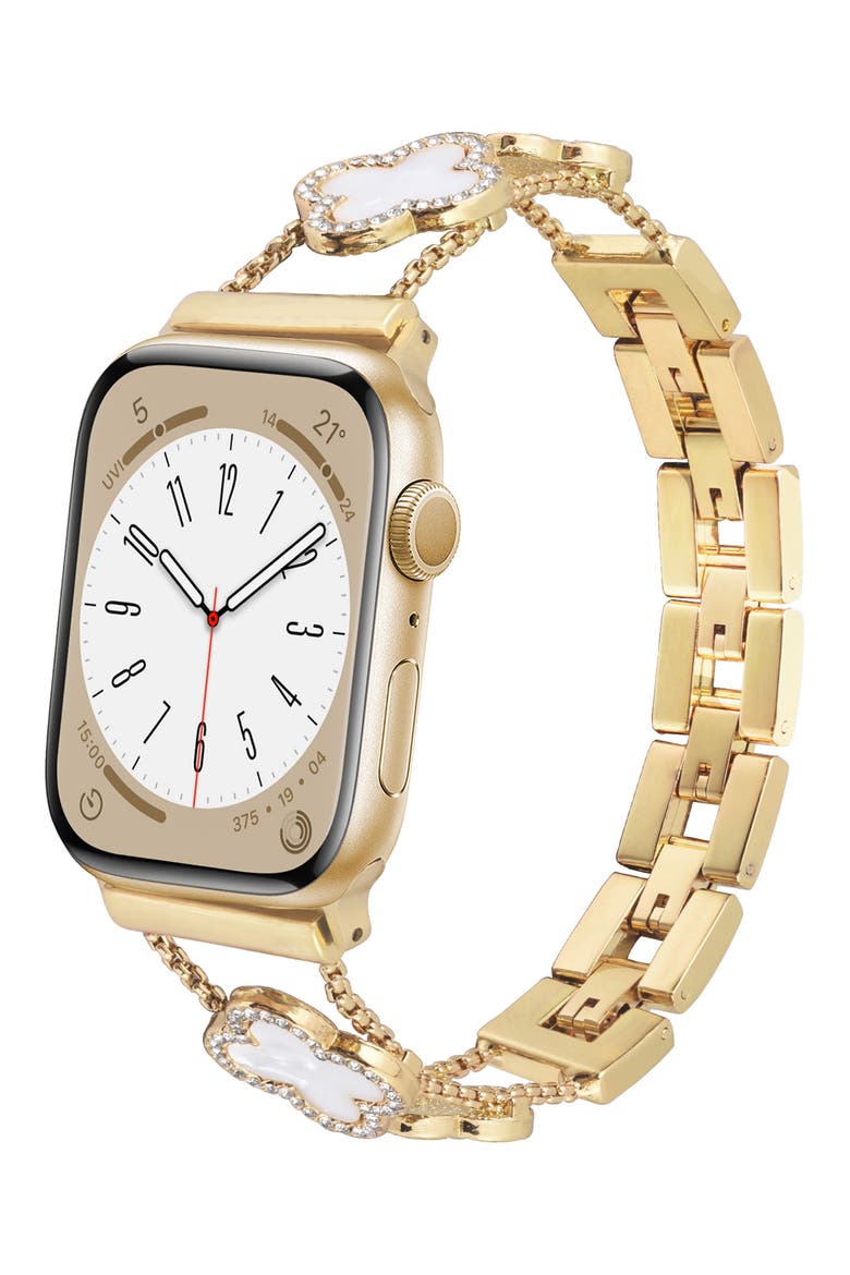 Mother-of-Pearl Clover Apple Watch® Watchband, Alternate, color, GOLD