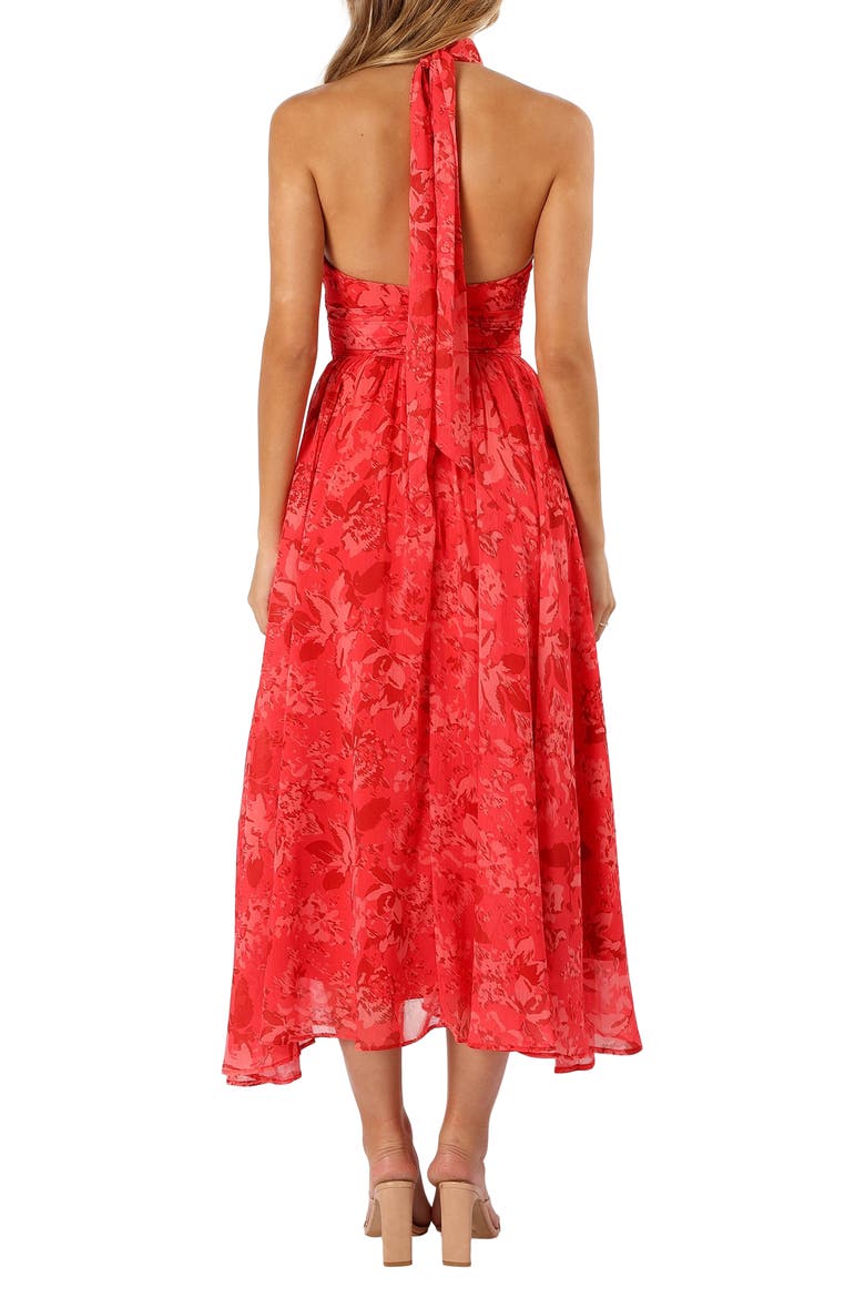 Primrose Floral Chiffon Halter Maxi Dress, Alternate, color, RED FLORAL