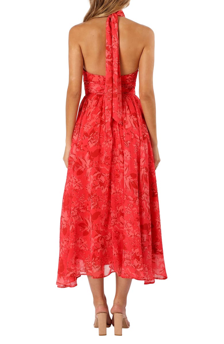 Petal & Pup Primrose Floral Chiffon Halter Maxi Dress, Alternate, color, Red Floral