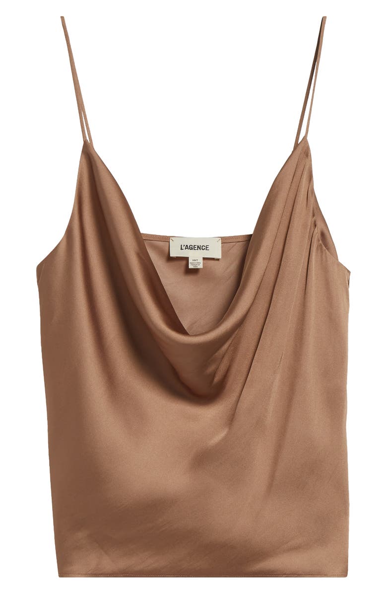 L'AGENCE Calista Cowl Neck Satin Camisole, Alternate, color, Ginger Snap