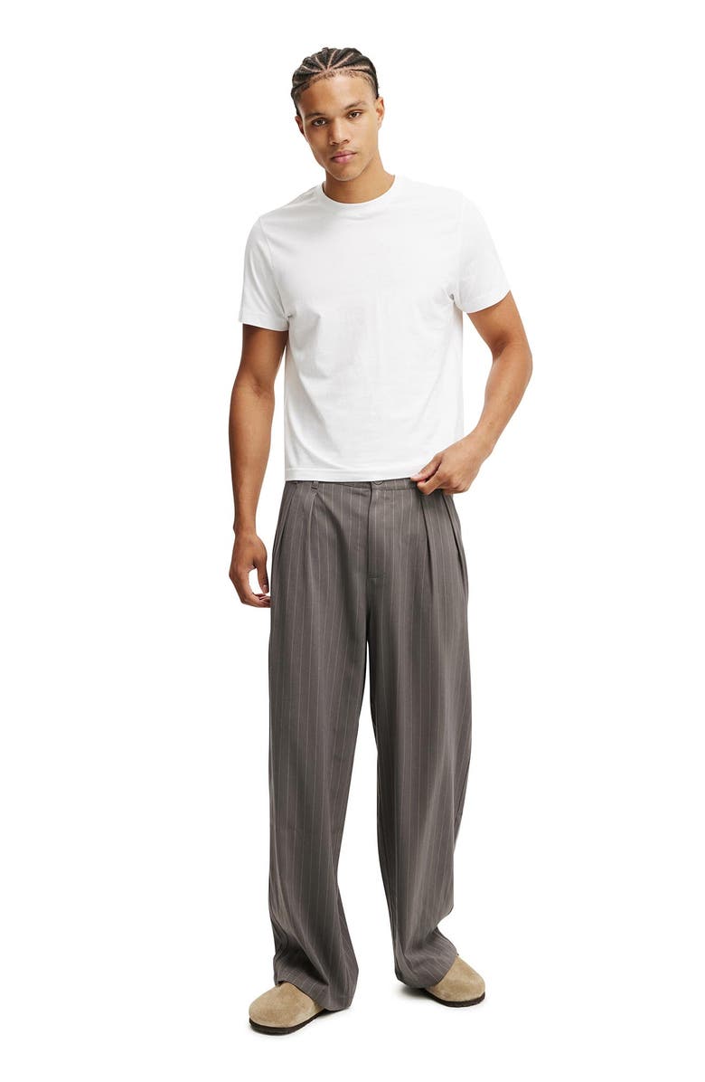 Cotton On Men's Super Baggy Pleated Pant, Alternate, color, Charcoal Pinstripe