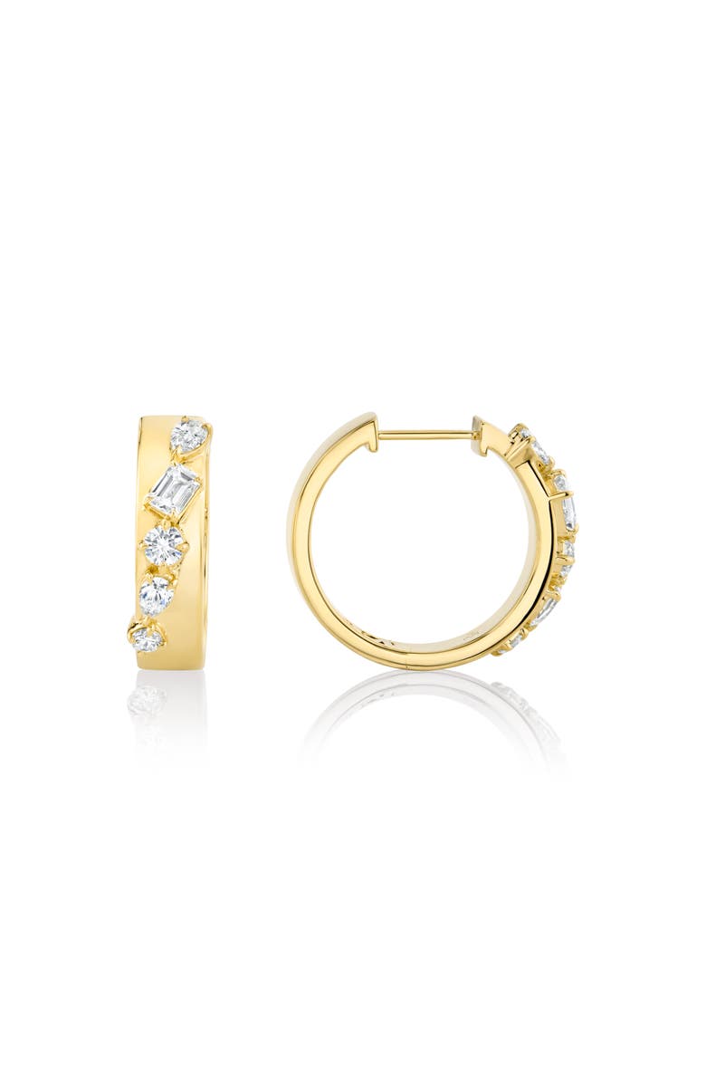 Michael M Montage Diamond Cross Hoop Earrings, Alternate, color, Yellow Gold