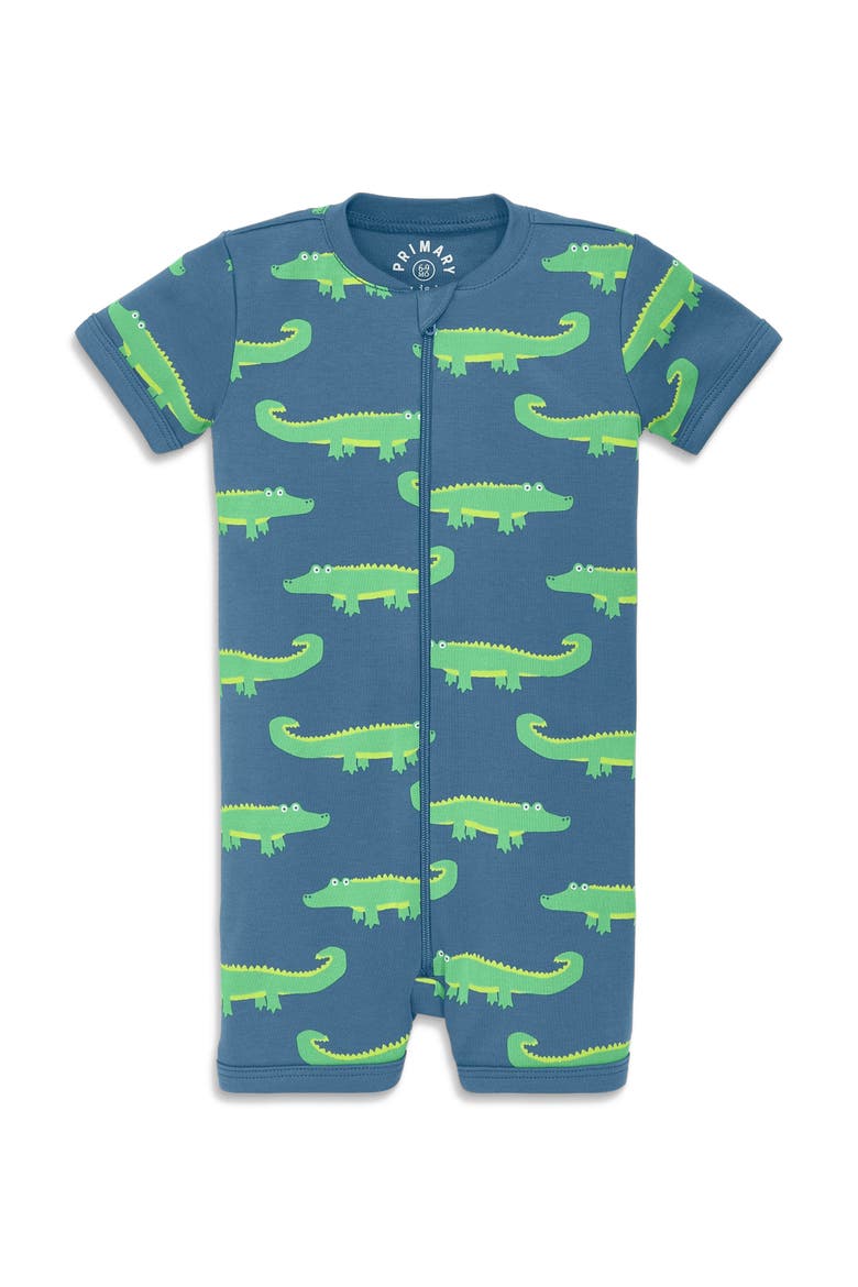 Baby Organic Zip Shortie In Seasonal Prints, Main, color, Moonlight Alligators