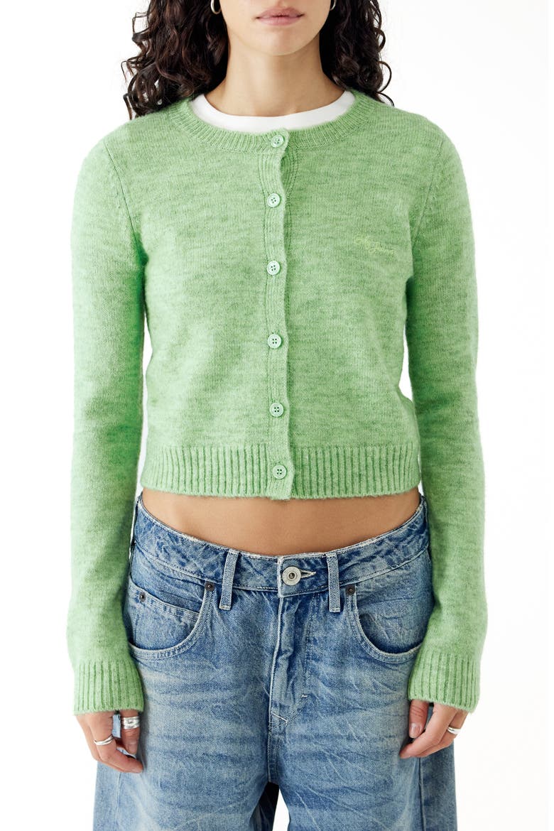 Cozy Crewneck Cardigan, Main, color, SAGE