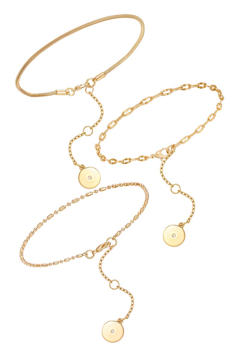 Set of 3 Chain Anklets, Main, color, GOLDTONE