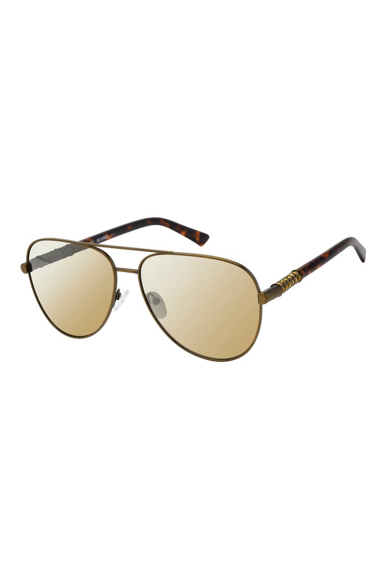 63mm Oversize Pilot Sunglasses, Alternate, color, BRASS/ GOLD MIRROR