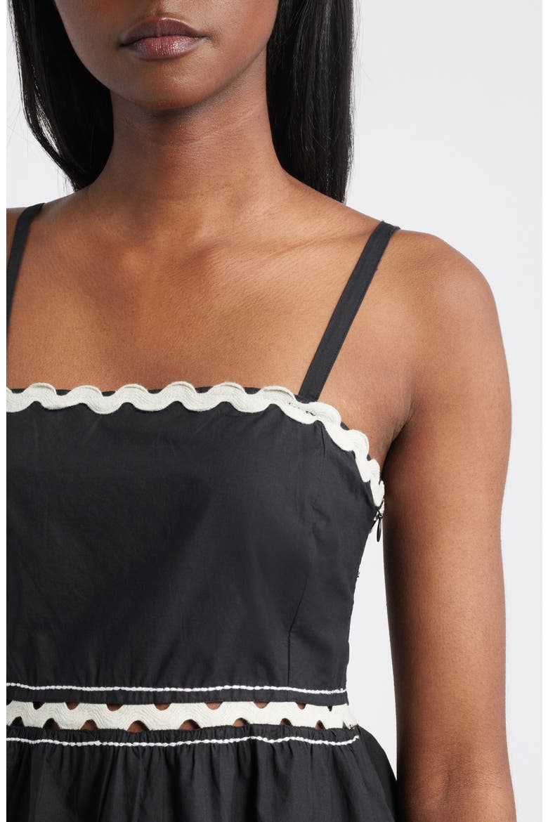 Rickrack Fit & Flare Minidress, Alternate, color, BLACK