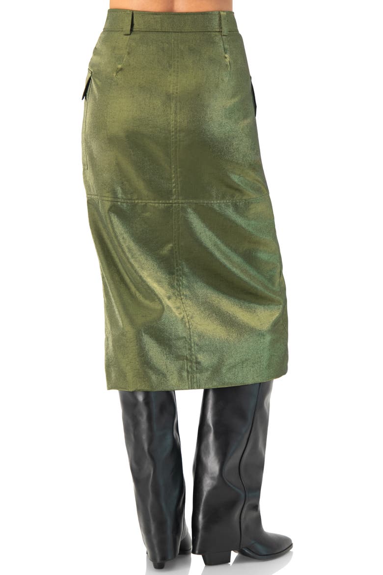 Midi Skirt with Front Slit, Alternate, color, Olive Green